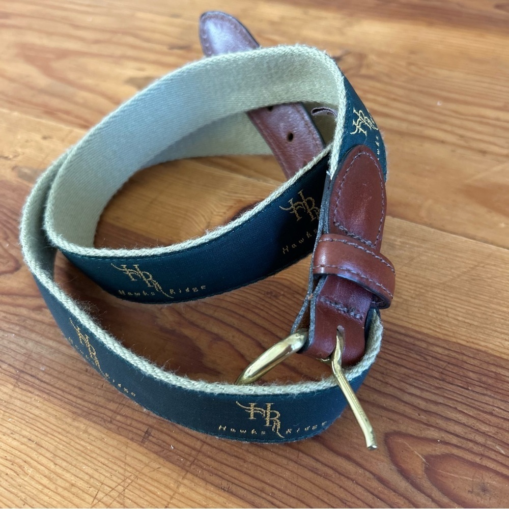 Barrons Hunter Belt Size 36 Hawks Ridge‎ Golf Club Embroidered Green Leather